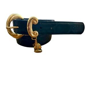 Vtg Navy Blue & Gold Women’s Belt Slender Elegant Retro